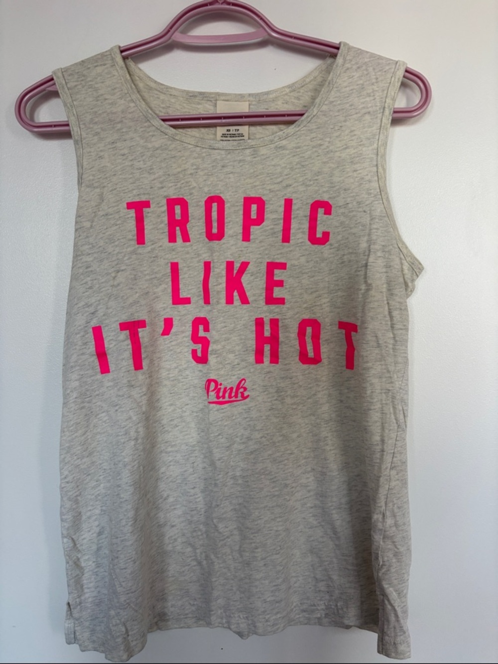 PINK Victoria's Secret Gray Tank with Hot Pink Lettering